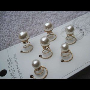 6 Scunci Elite Twist Pins Metal Hair Spin Pin White Pearl Accent End Luxe Beauty